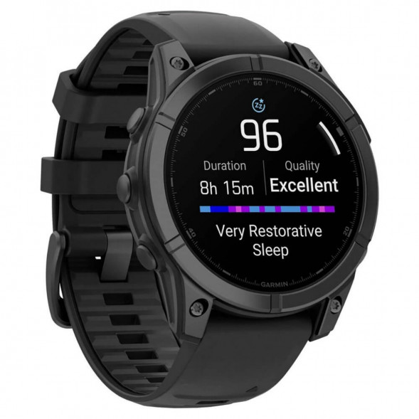 Умные часы Garmin Fenix E 47мм Amoled Slate Grey Steel с чёрным силиконовым ремешком 010-03025-01 в Севастополе