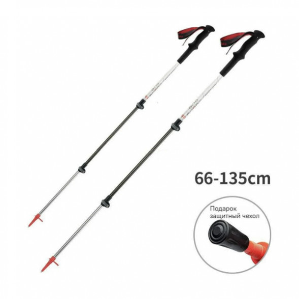 Треккинговая палка Naturehike 135 см, 1 шт., белый/красный в Севастополе