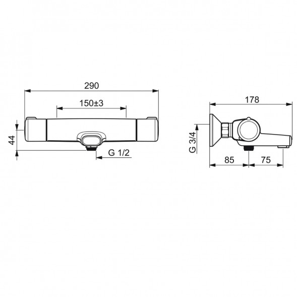 Термостатический смеситель Oras Nova ECO (7462G-33), черный матовый в Севастополе