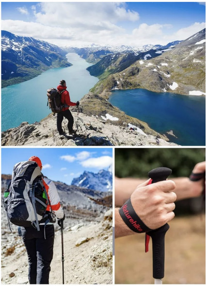 Треккинговая палка Naturehike 135 см, 1 шт., черный/красный в Севастополе