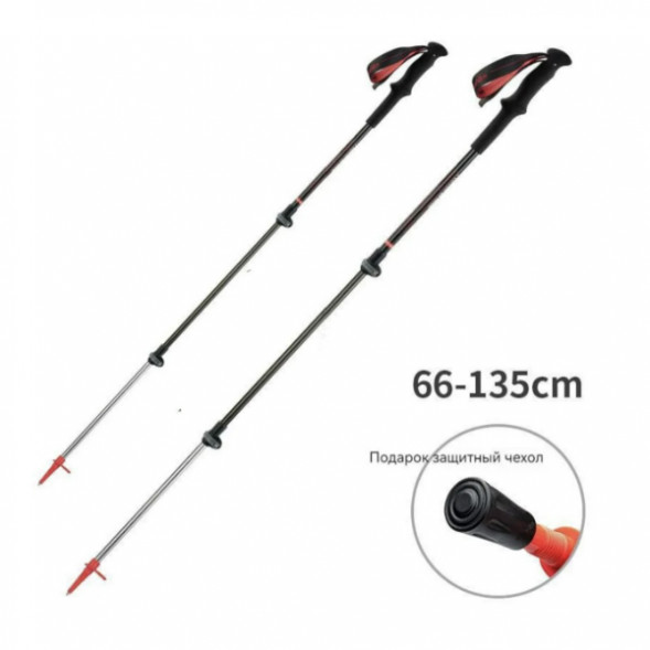 Треккинговая палка Naturehike 135 см, 1 шт., черный/красный в Севастополе