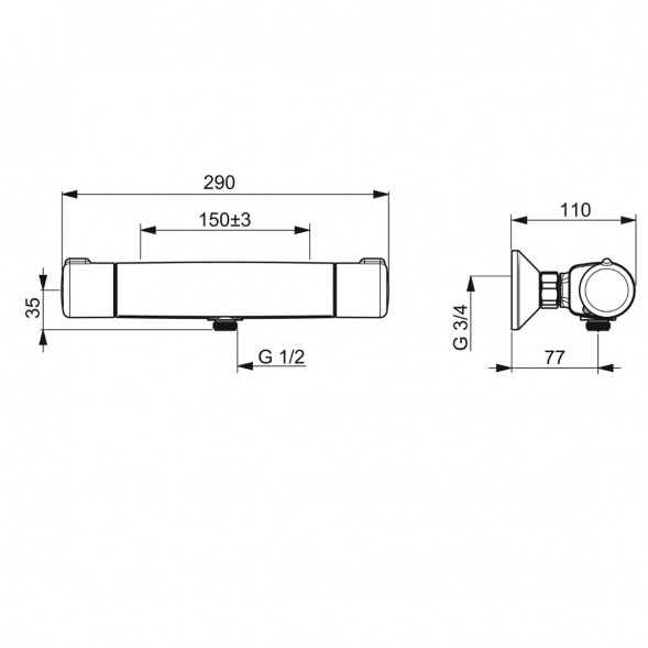 Термостатический смеситель для душа Oras Nova (7460-33), матовый чёрный в Севастополе
