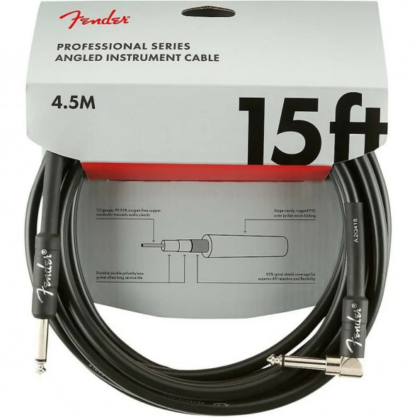 Инструментальный кабель Fender Professional Series 15 ft, 4.5 м, jack 6.3, черный в Севастополе