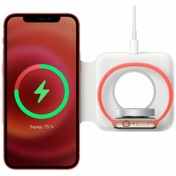 Двойное зарядное устройство Apple MagSafe Duo Charger MHXF3AM/A, белый в Севастополе