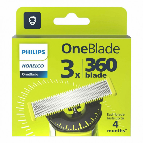 Сменные лезвия Philips OneBlade 360 QP430/50, 3 штуки в Севастополе
