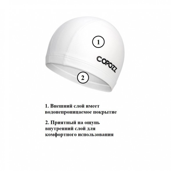 Шапочка для бассейна Copozz (белый) в Севастополе