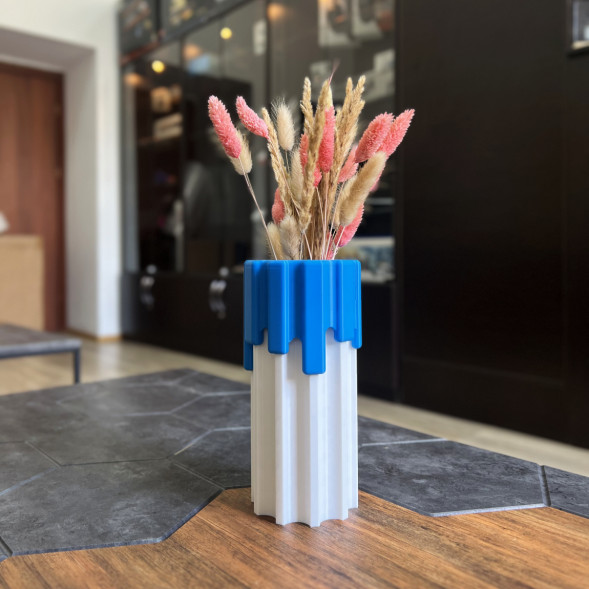 Ваза HatRom Drip, белый-синий в Севастополе